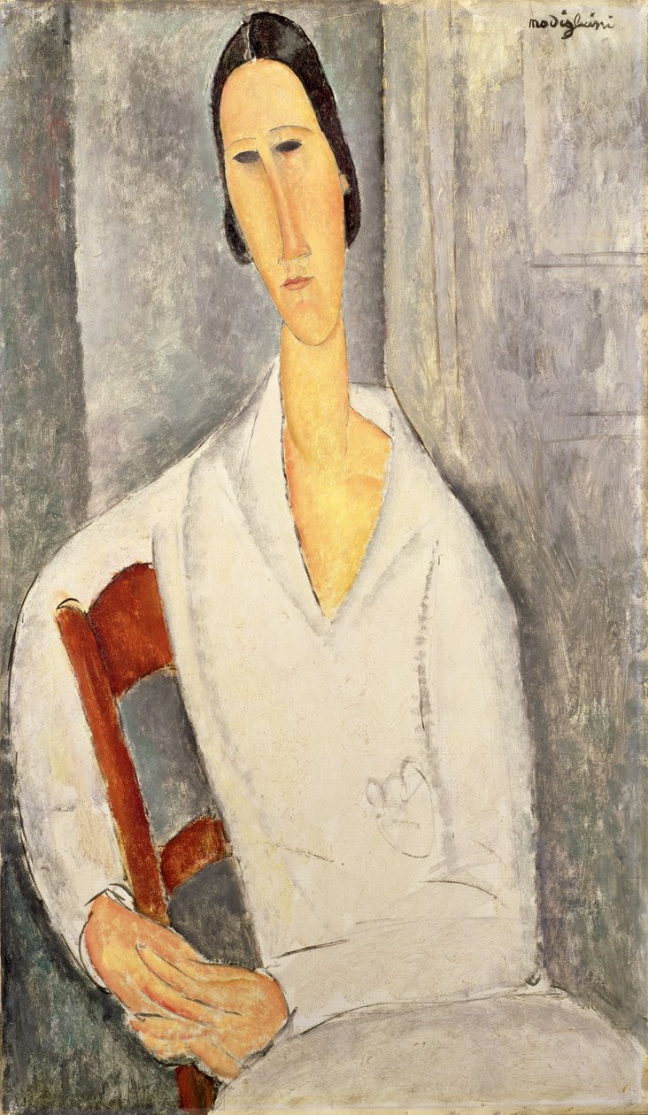汉卡·兹博洛夫斯卡夫人（Laning on a Chair）1919年（布面油画） 作者 阿梅代奥·莫迪利亚尼