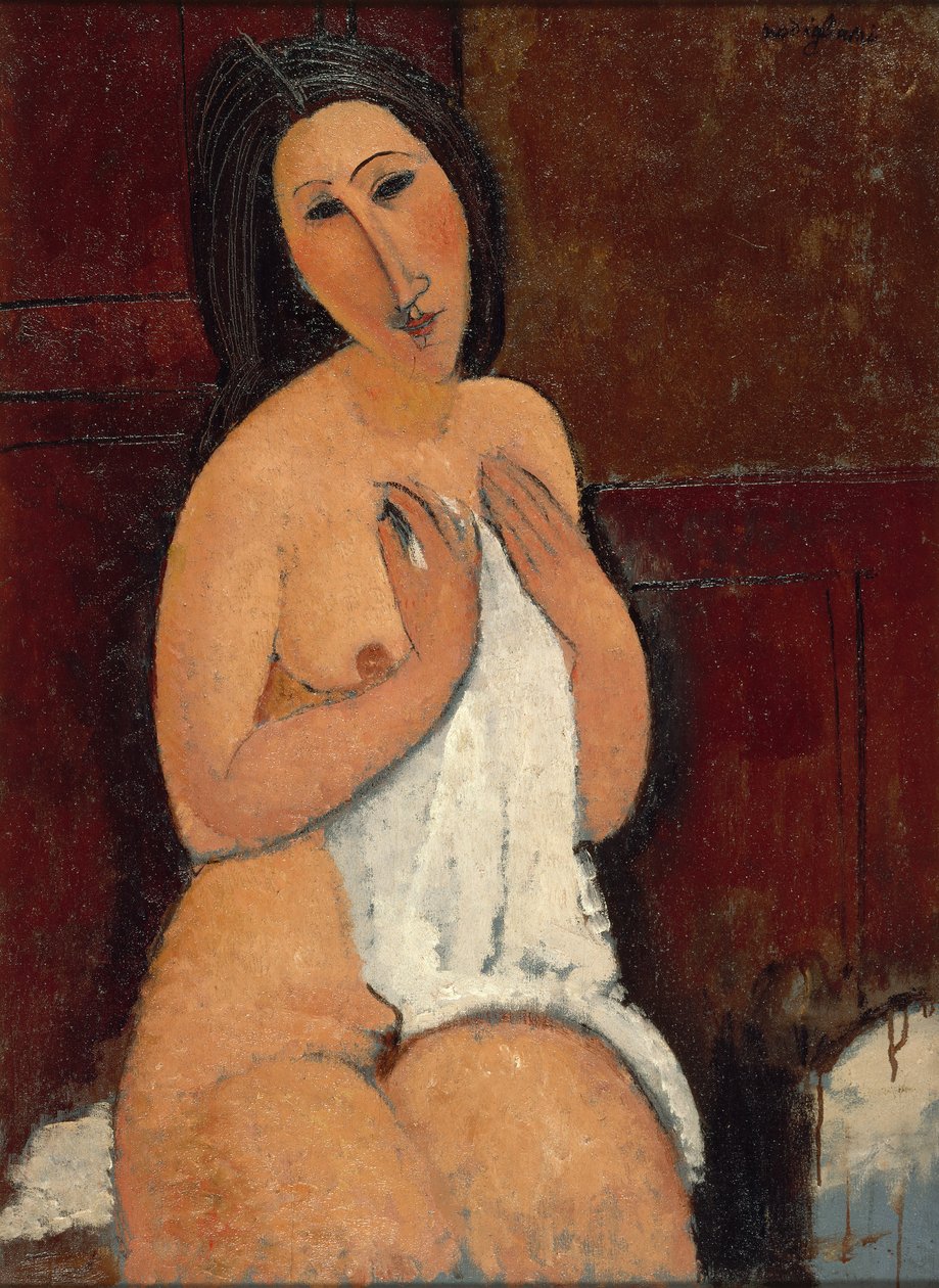 穿衬衫的坐着的裸体，1917年。 作者 阿梅代奥·莫迪利亚尼
