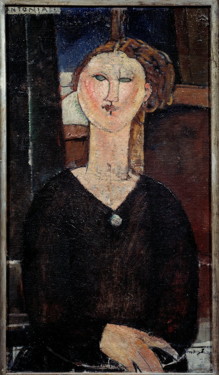 安东尼娅肖像 阿梅迪奥-莫迪里阿尼（1884-1920）的画作 1915年，太阳。0,82x0,46米 巴黎，桔园博物馆 作者 阿梅代奥·莫迪利亚尼