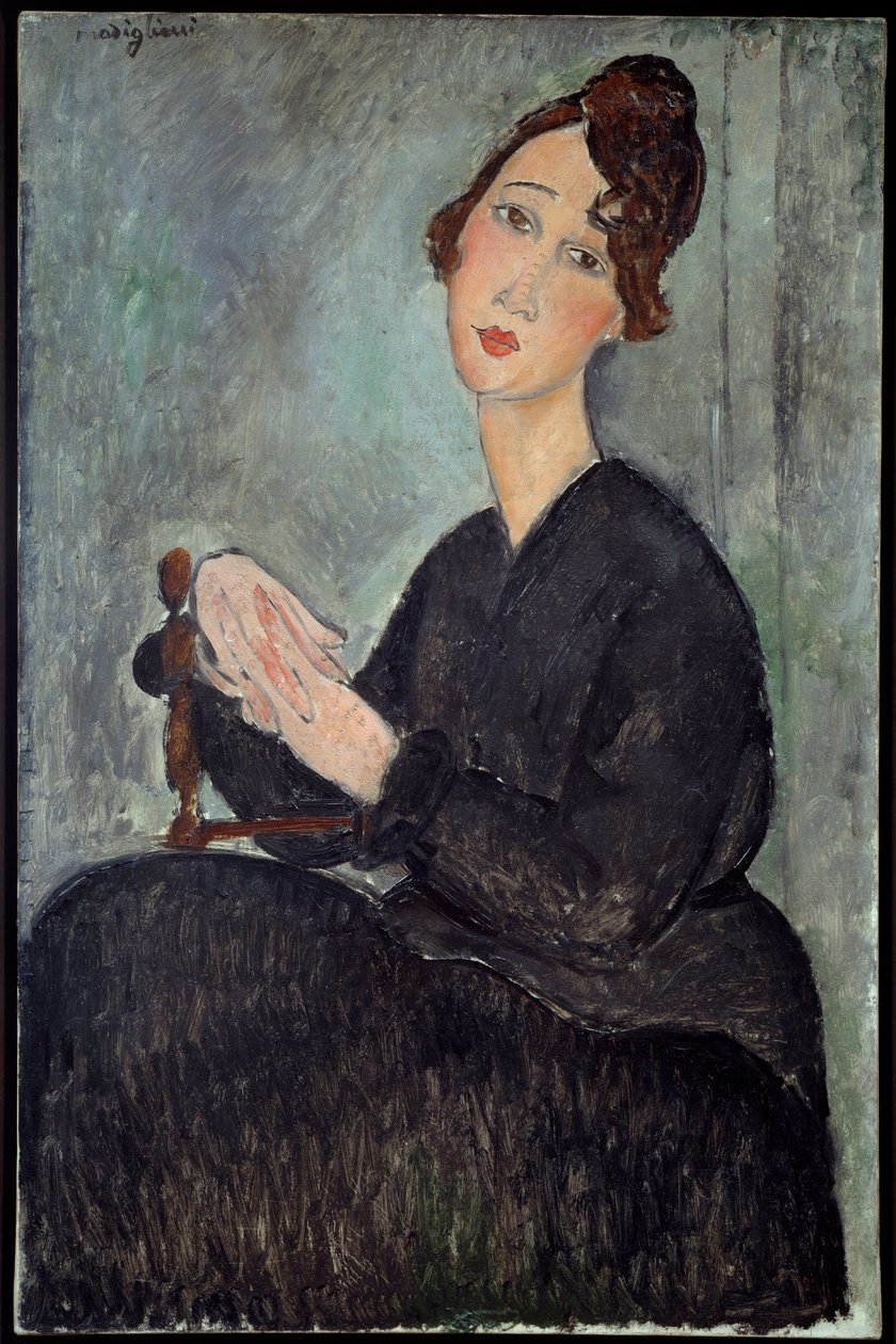 德迪 (Odette Hayden) 的肖像 阿梅迪奥·莫迪利亚尼 (Amedeo Modigliani) (1884-1920) 1918 年作画。 0,92x0,6 m - 巴黎，现代艺术博物馆 - Portrait de Dedie (Odette Hayden) - Amedeo Modigliani (1884-1920) 绘画，布面油画 (92 x 60 cm) 作者 阿梅代奥·莫迪利亚尼
