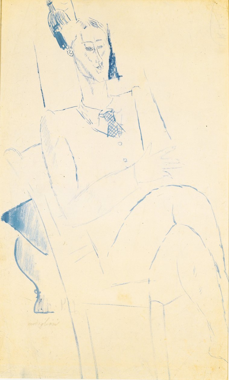 Jean Cocteau的肖像，c。 1916年 作者 阿梅代奥·莫迪利亚尼