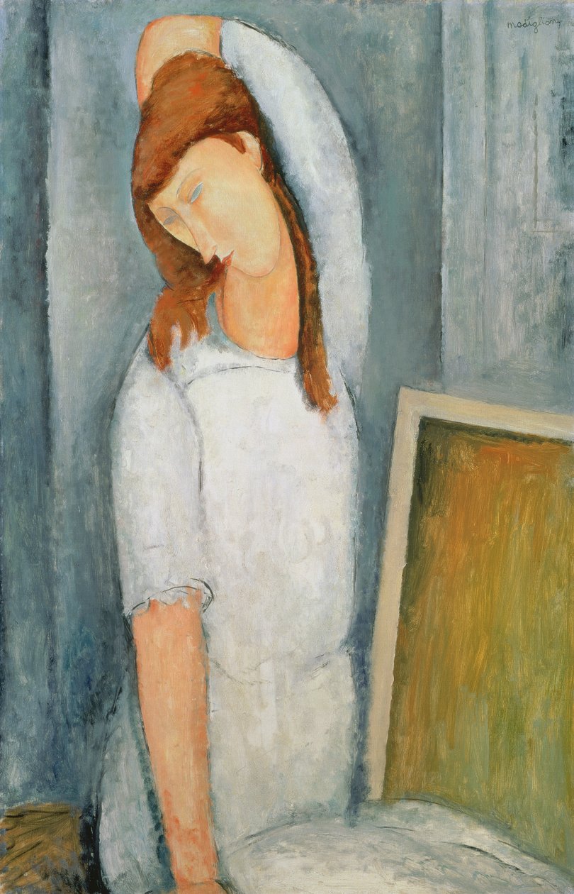 Jeanne Hebuterne（1898-1920）的肖像，她的左臂在她的头后面 作者 阿梅代奥·莫迪利亚尼