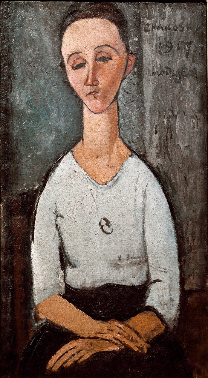 Chakoska 夫人的画像。 阿梅迪奥·莫迪利亚尼 (Amedeo Modigliani) 的绘画 (1884-1920) 作者 阿梅代奥·莫迪利亚尼
