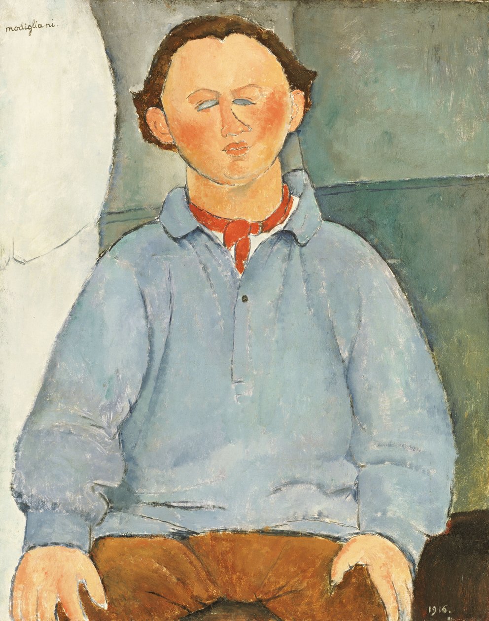 奥斯卡·米斯泰雅诺夫（Oscar Miestchanioff）的肖像，约1916年 作者 阿梅代奥·莫迪利亚尼