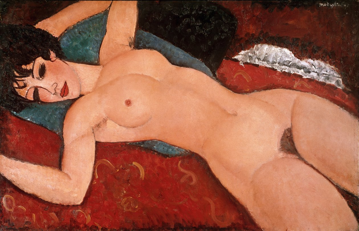 卧姿裸体（红色裸体）1917-18（布面油画） 作者 阿梅代奥·莫迪利亚尼