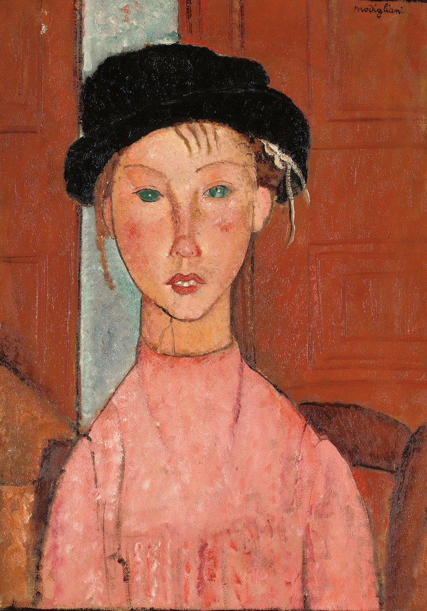 贝雷帽少女，1918年 作者 阿梅代奥·莫迪利亚尼