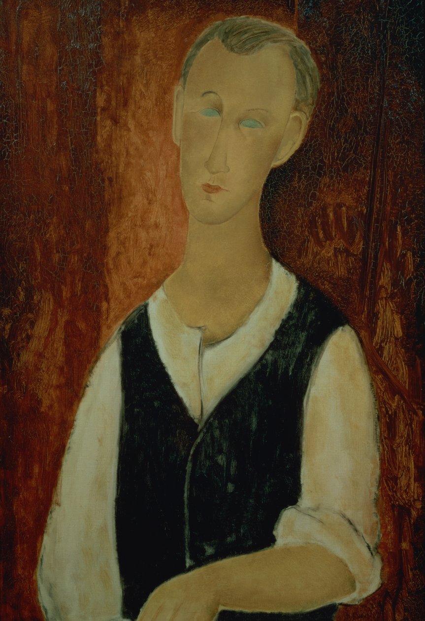 有黑色背心的年轻人，1912年 作者 阿梅代奥·莫迪利亚尼