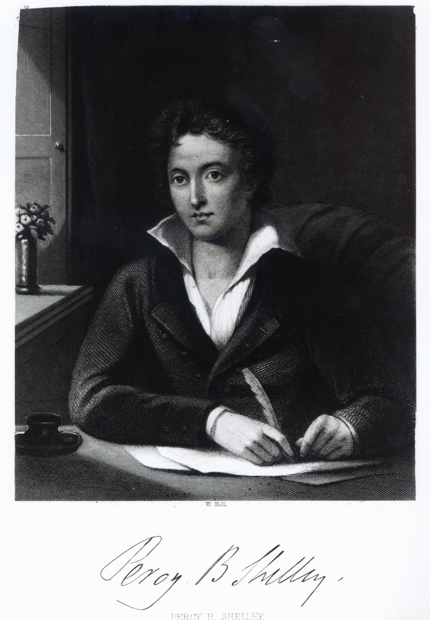 Percy Bysshe Shelley，由William Holl雕刻 作者 阿米莉亚·柯伦（Amelia Curran）
