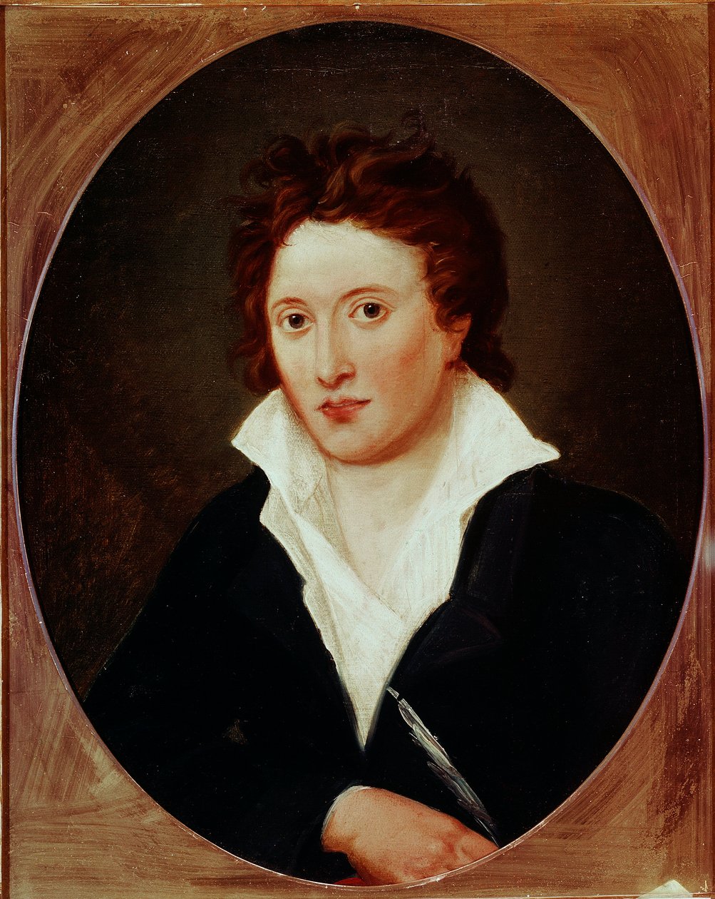 Percy Bysshe Shelley 英国诗人 (1792-1822) 的肖像。 Amelia CURRAN (1775-1847) 的绘画 作者 阿米莉亚·柯伦（Amelia Curran）