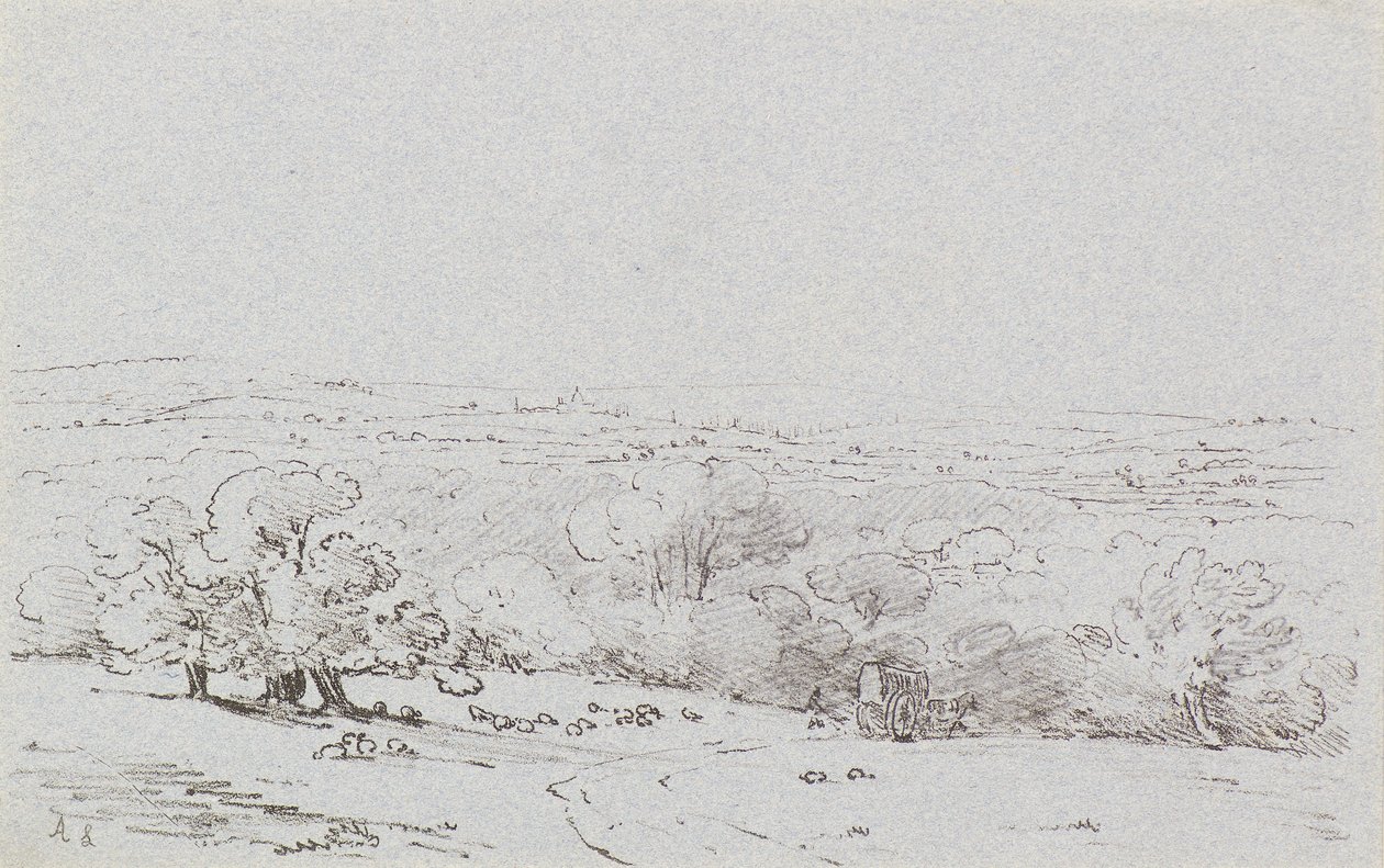 Carriage Approach to Bromley Hill, c.1803 (etching) 作者 阿米莉亚·朗