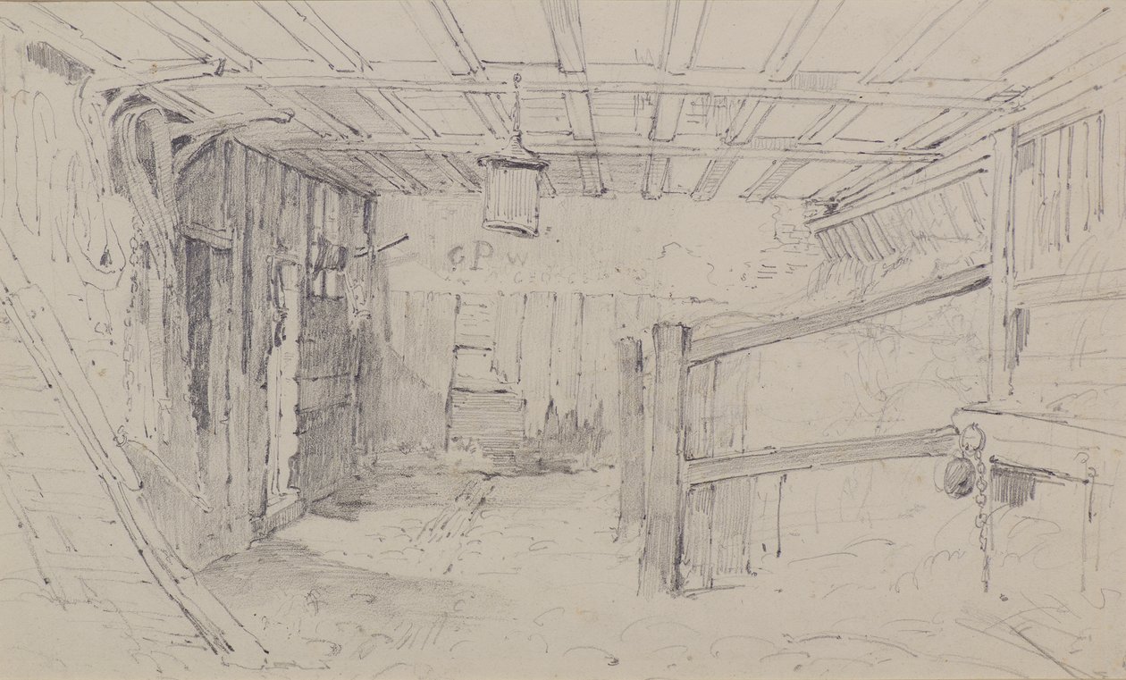 Inside a Stable, c.1810 (pencil) 作者 阿米莉亚·朗