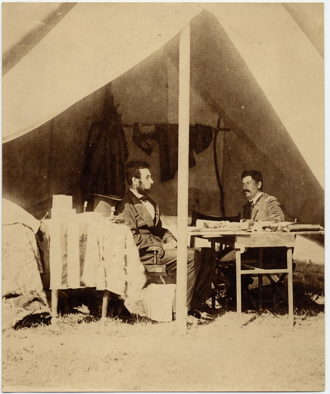 亚伯拉罕林肯（1809-65），美国第16任总统，乔治布林顿麦克莱伦（1826-85），联合军将军（蛋白照片） 作者 美国摄影师