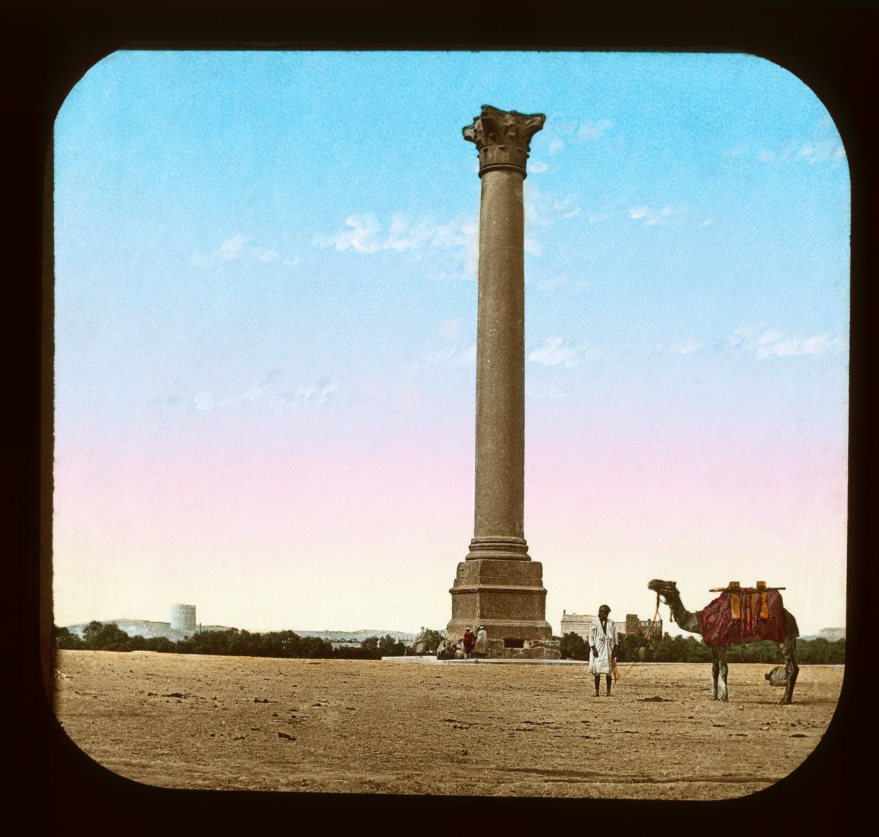 埃及 -  Pompeys Pillar，Alexandria（灯笼幻灯片） 作者 美国摄影师
