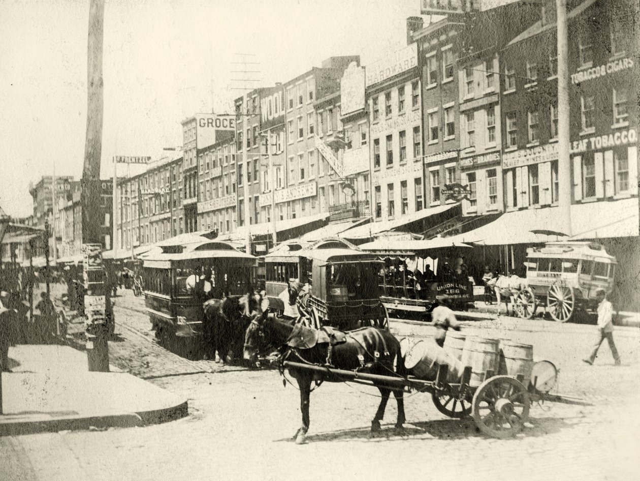 前线和市场街道，1881年（棕褐色印刷） 作者 美国摄影师