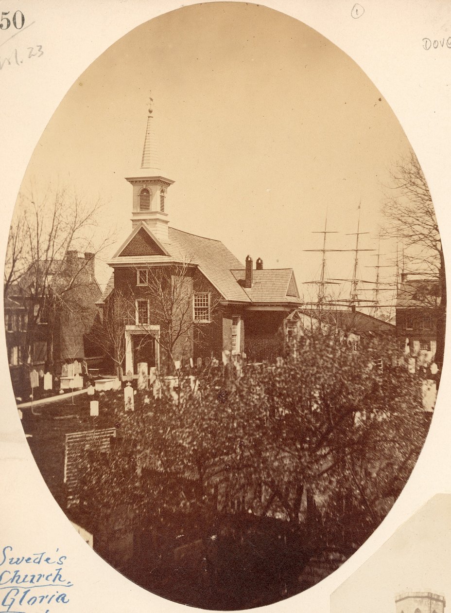 Gloria Dei（旧瑞典人）教会，Swanson街附近Christian，费城，宾夕法尼亚州，1854年（盐印） 作者 美国摄影师
