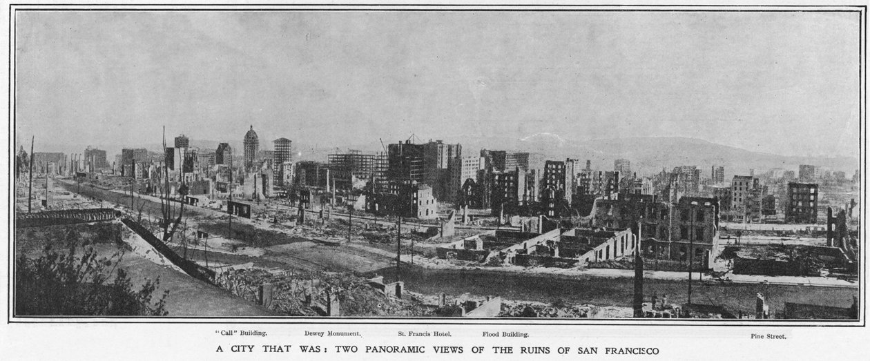 1906年地震后旧金山废墟的全景，1906年 作者 美国摄影师