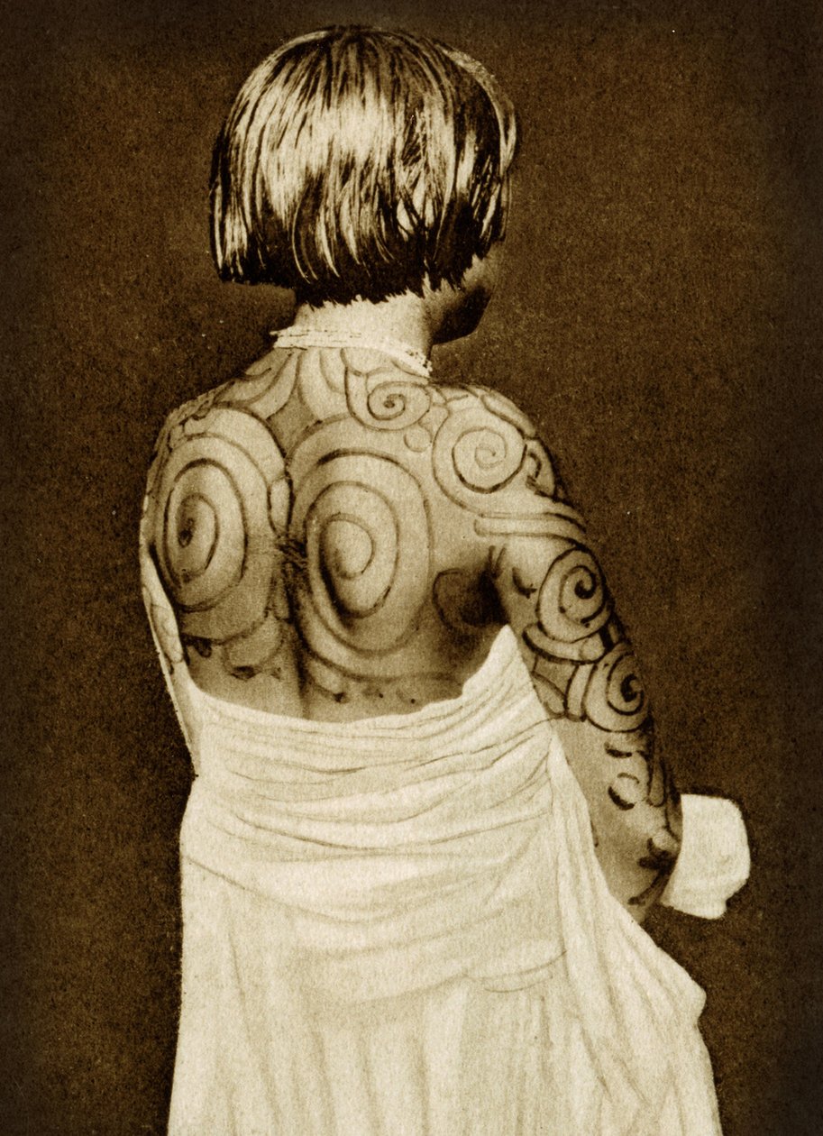 纹身的Chamacoco女人c.1890（棕褐色照片） 作者 美国摄影师