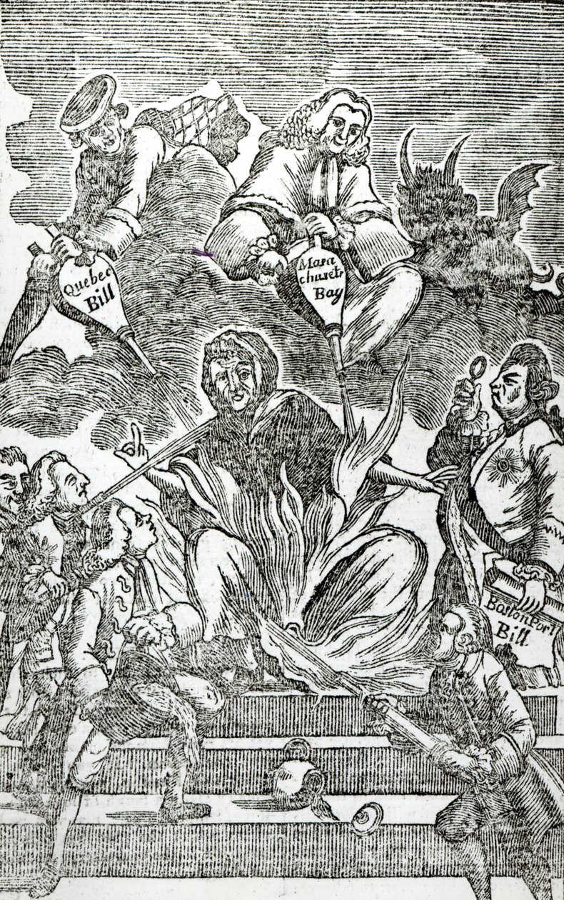 “火焰中的美国”，来自“城乡杂志”1774年12月照片） 作者 美国学校