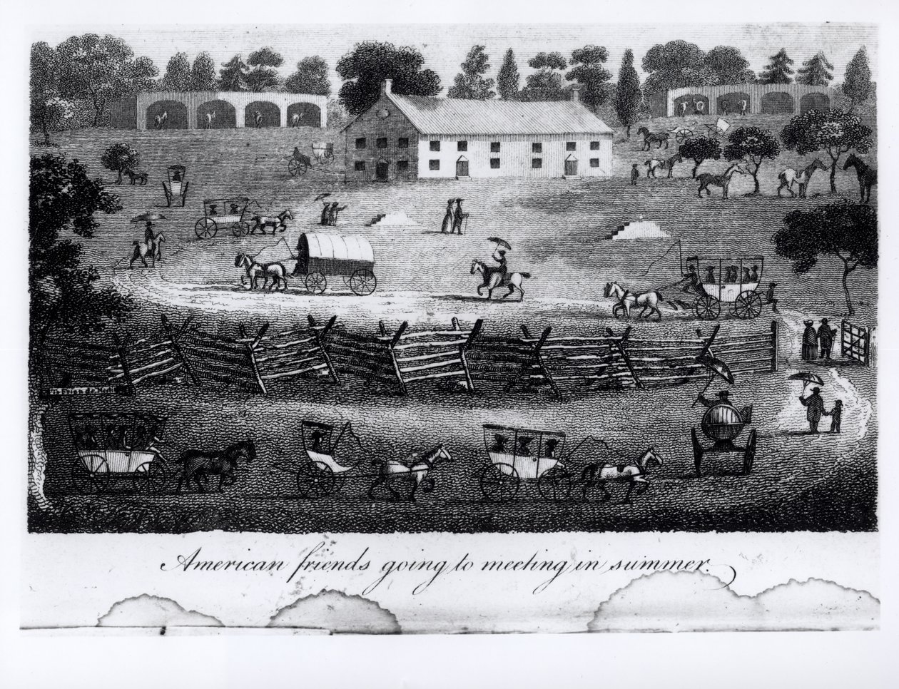 美国朋友夏季参加会议，来自“1804年，1805年，1806年北美部分地区的旅行”，作者：Sutcliffe，1811年 作者 美国学校