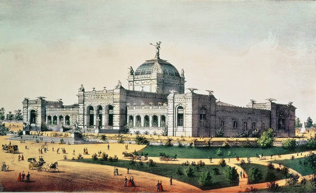 美术馆，美国大百年纪念展，费尔芒特公园，费城，1876年，酒吧。通过Currier和Ives 作者 美国学校
