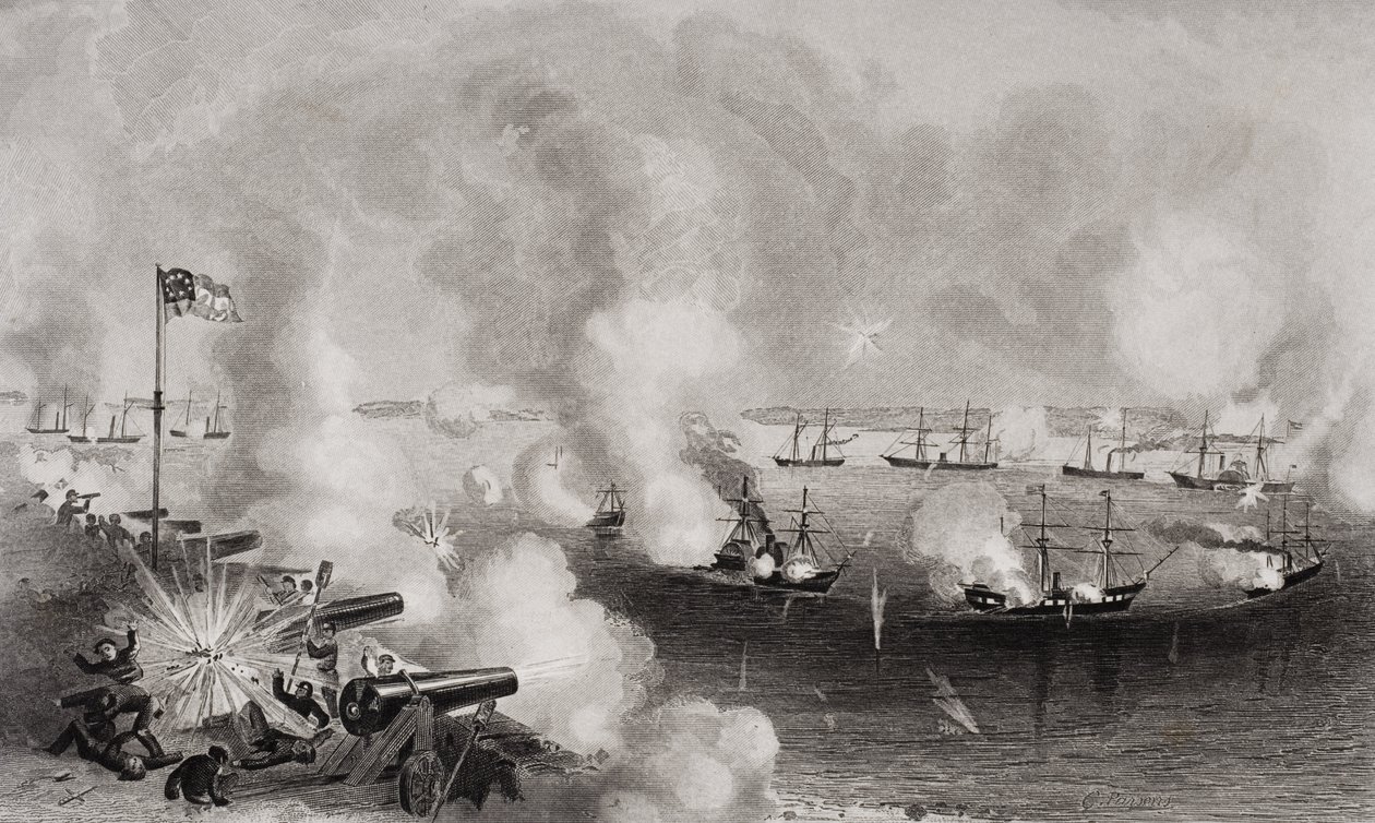 1861年11月7日轰炸并捕获南卡罗来纳州皇家港口的Forts Walker和Beauregard 作者 美国学校
