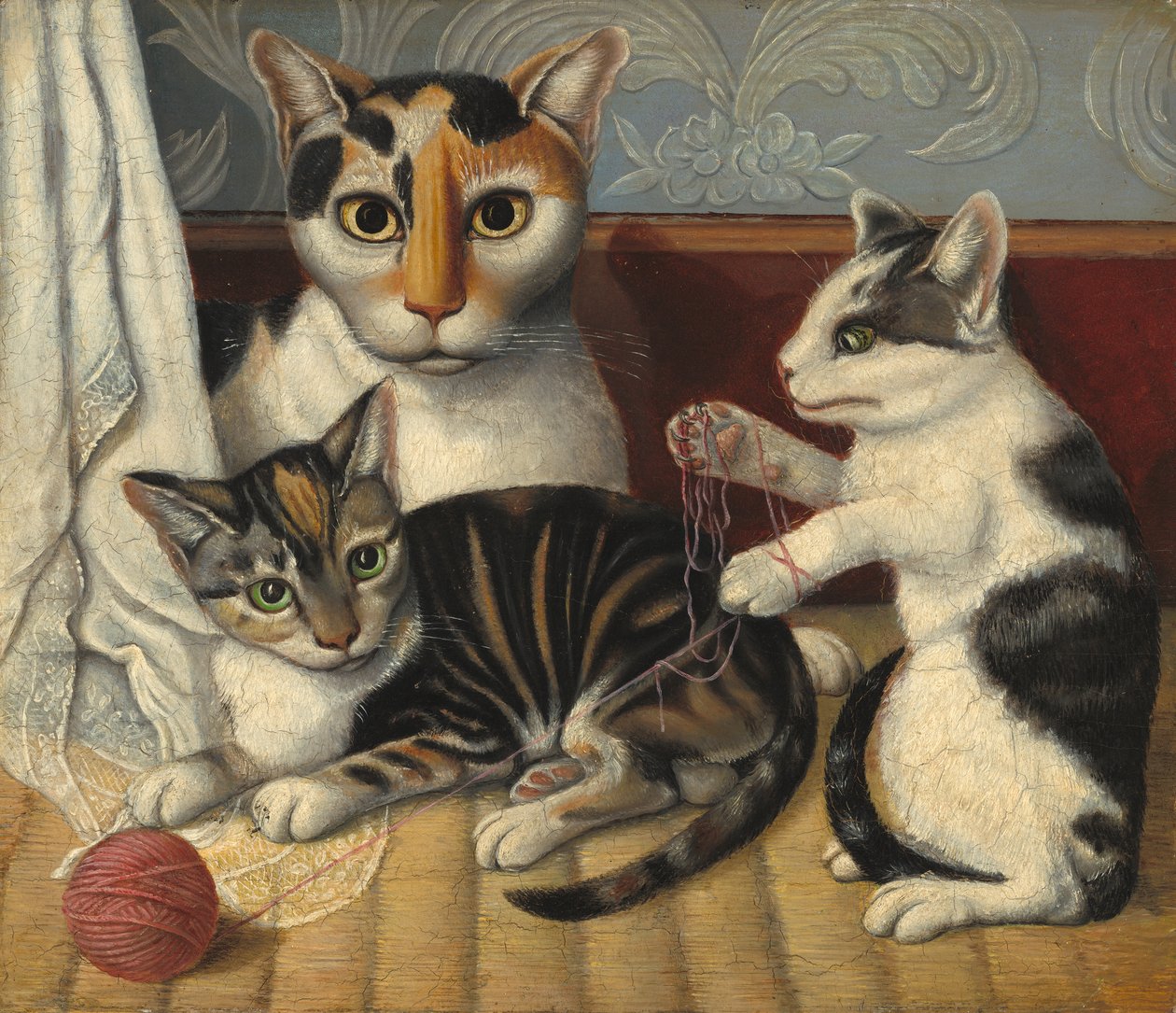 猫与小猫，c.1872-1883（碾压板油） 作者 美国学校