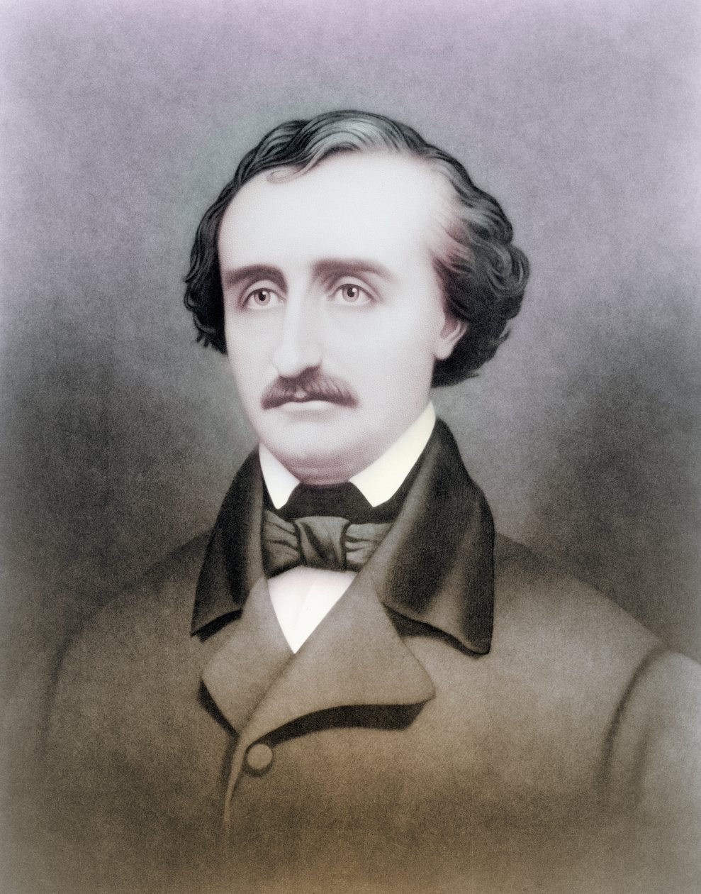 Edgar Allen Poe，经过19世纪的印刷，后来着色 作者 美国学校