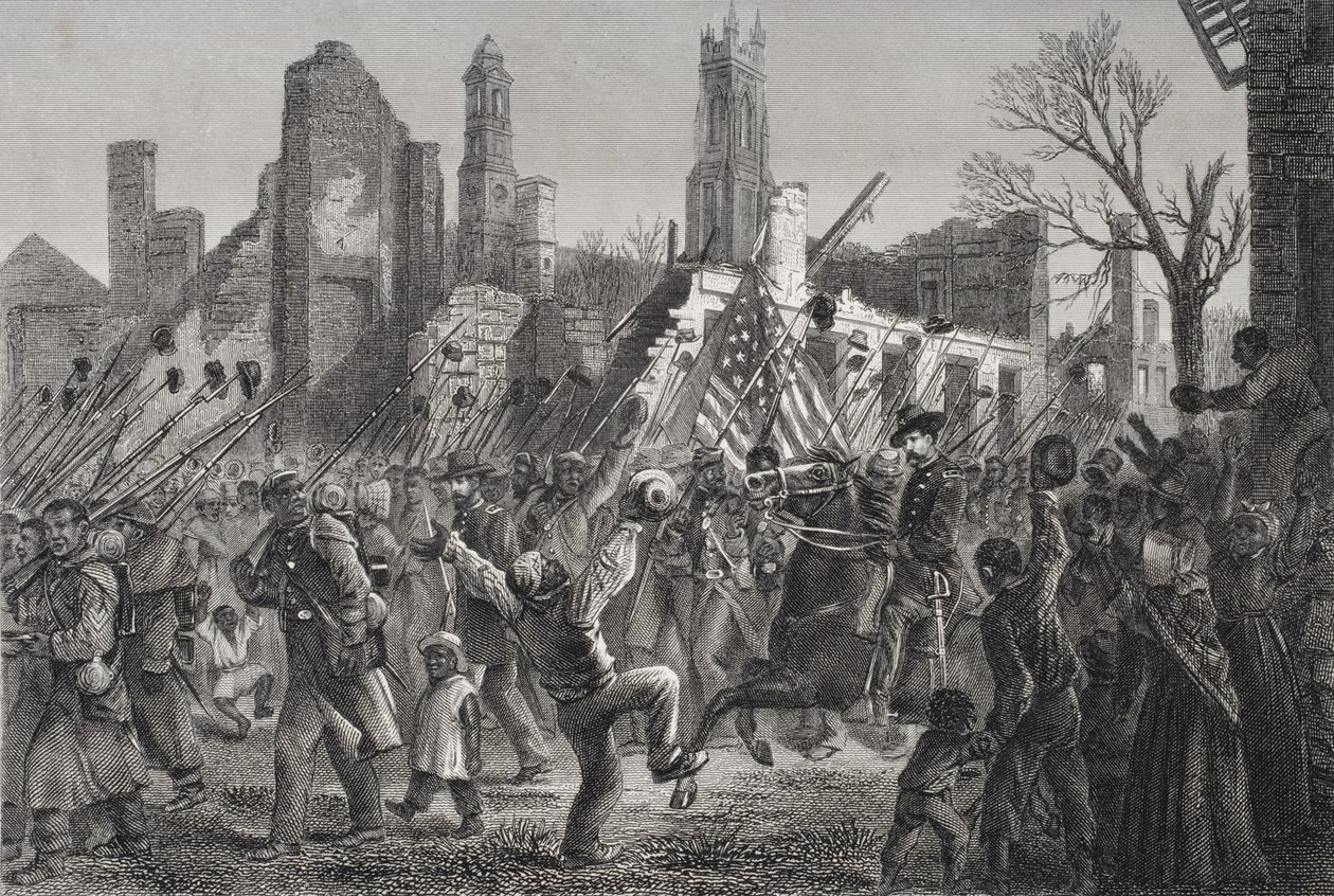 1865年2月21日，第55马萨诸塞彩色军团进入西弗吉尼亚州查尔斯顿 作者 美国学校