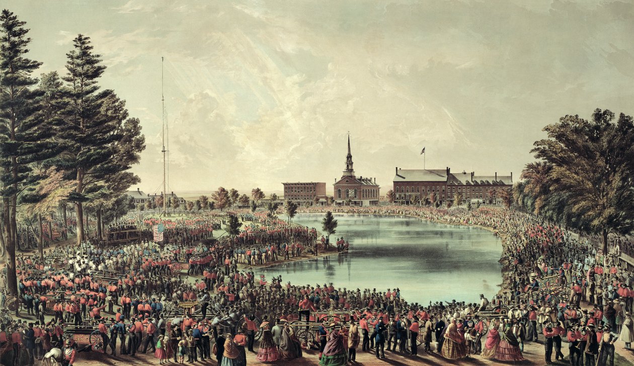 Firemans Muster，Merrimack广场，曼彻斯特，新罕布什尔州，1859年 作者 美国学校