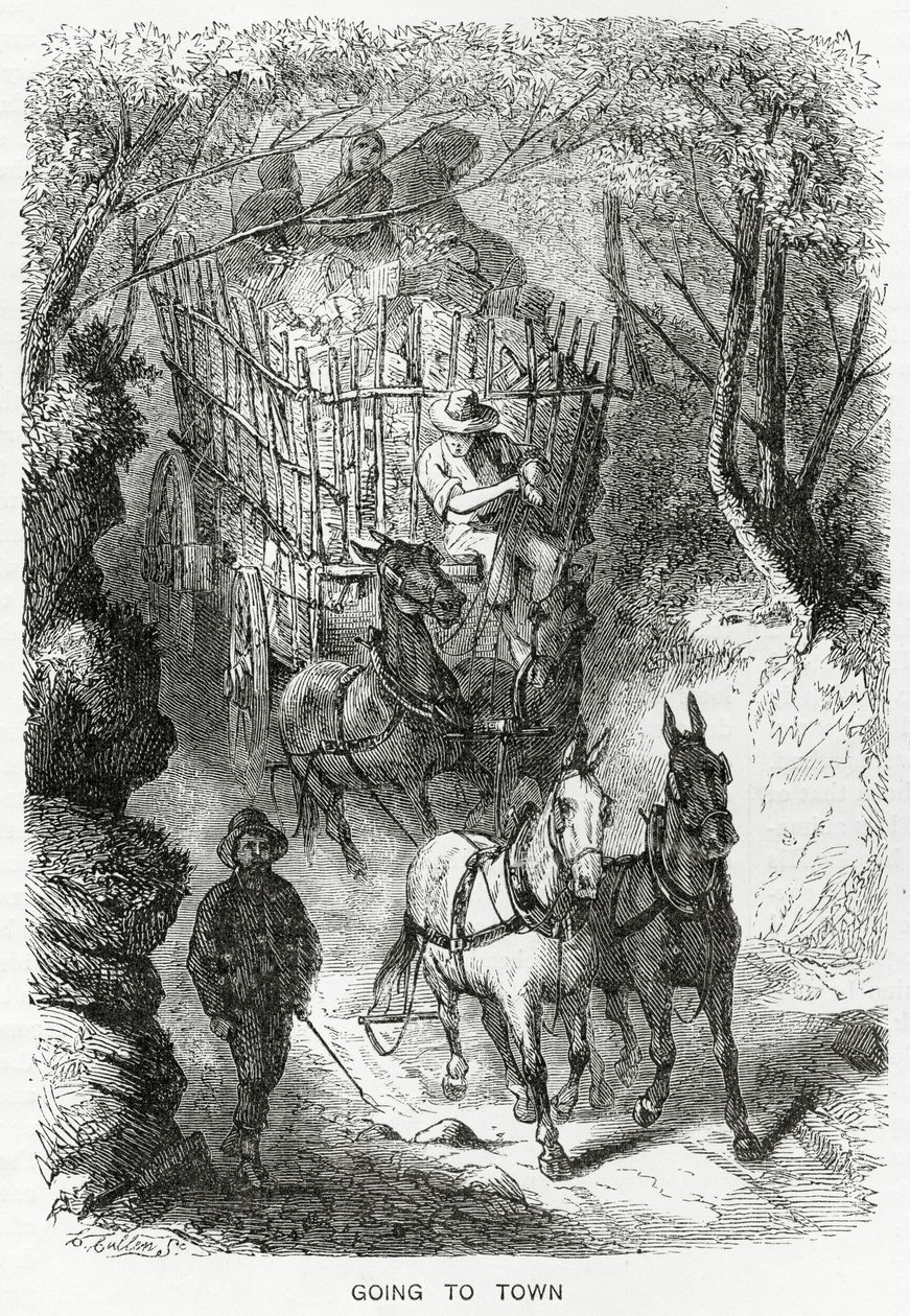 1872年3月23日，来自Appletons Journal的一个故事，一个故事的社区，去城镇，插图 作者 美国学校