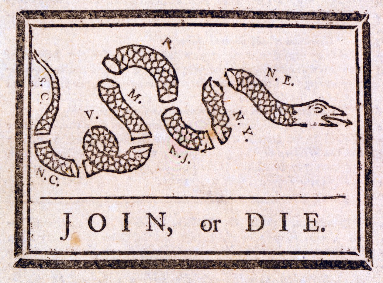 加入或死亡，本杰明富兰克林的劝告，1754年 作者 美国学校