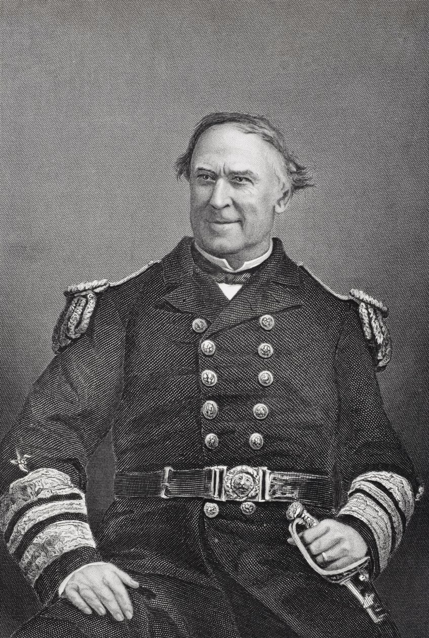 海军上将David Glascoe Farragut（1801-70）的肖像 作者 美国学校