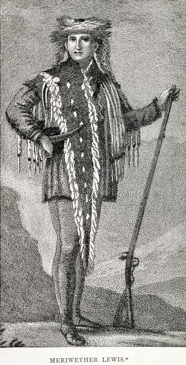 Mervwether Lewis（1774-1809）的肖像，由Stuckland雕刻，出版于Analectic Magazine，1815 作者 美国学校