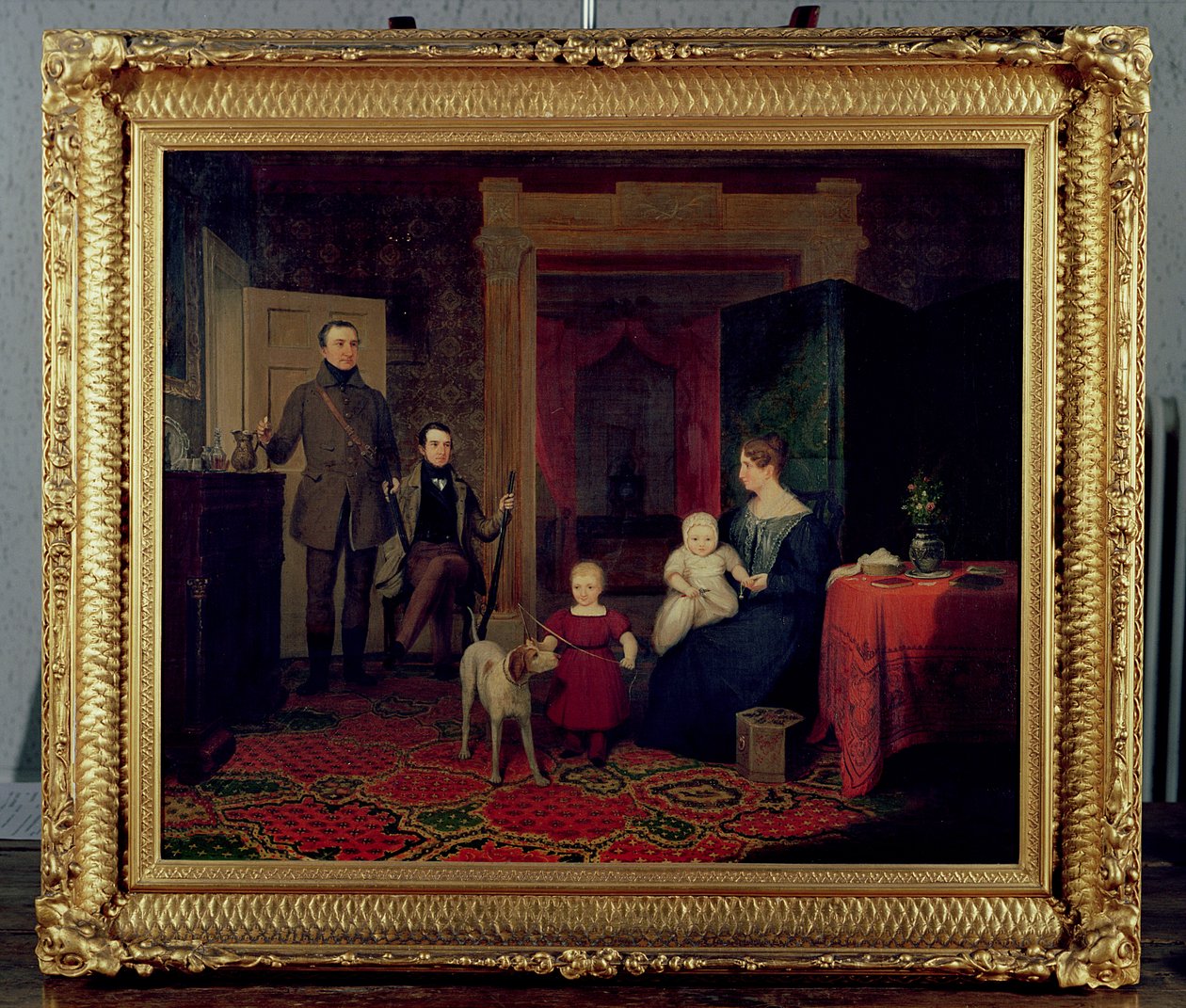 Van Cortland家族的肖像，1830（油） 作者 美国学校