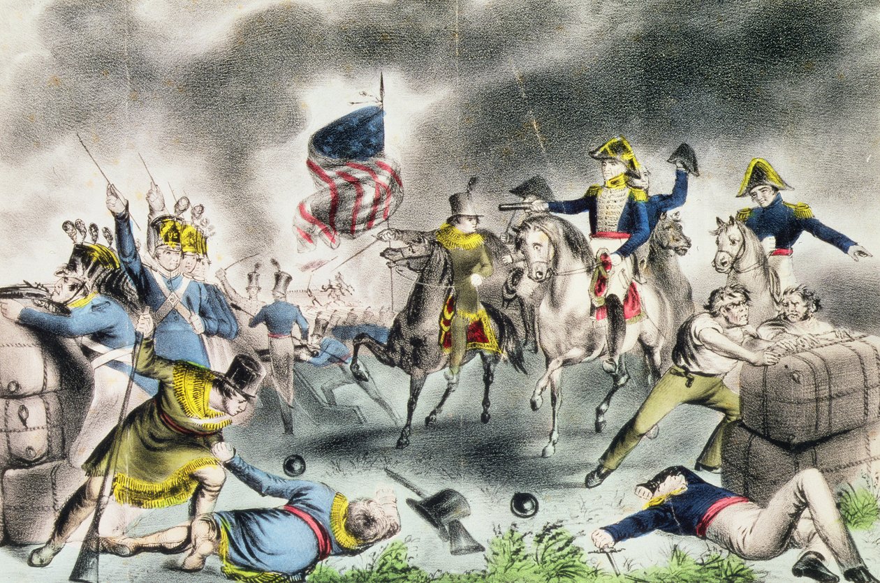 新奥尔良战役，1814年1月8日（原文如此）酒吧。由纳撒尼尔库里尔 作者 美国学校