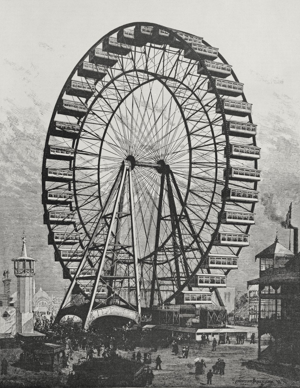 世界哥伦比亚博览会上的伟大摩天轮，1893年7月1日 作者 美国学校