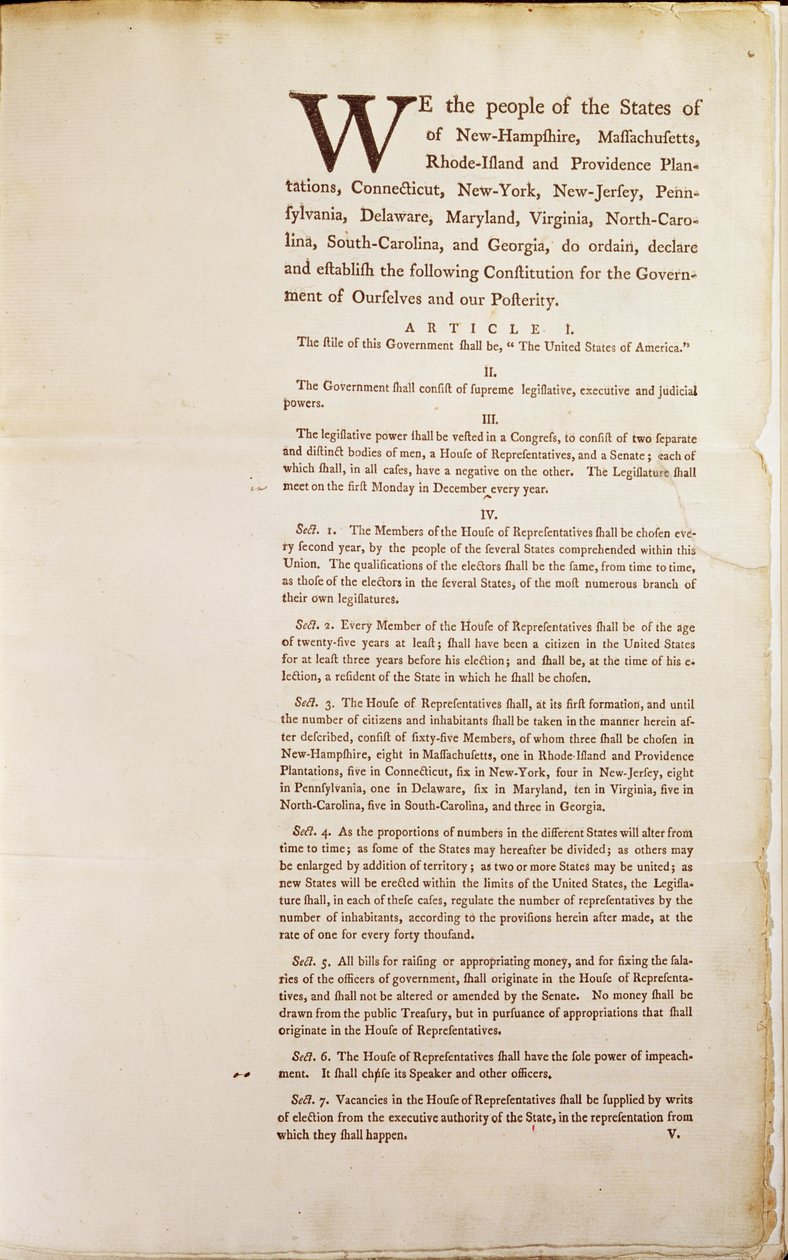 美国宪法，1787年 作者 美国学校