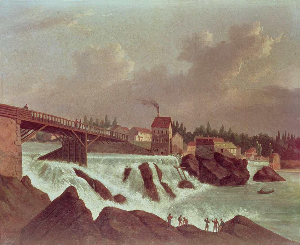 美国第一家棉纺厂，由Samuel Slater在罗德岛Pawtucket的黑石河上建立，1790年 作者 美国学校