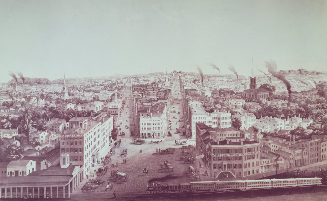 纽约州尤蒂卡市的视图，由DW Moody，酒吧刻。作者：F.米其林，1850年代 作者 美国学校