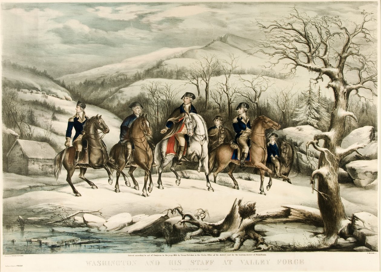 华盛顿和他的工作人员在Valley Forge，酒吧。 1855年 作者 美国学校