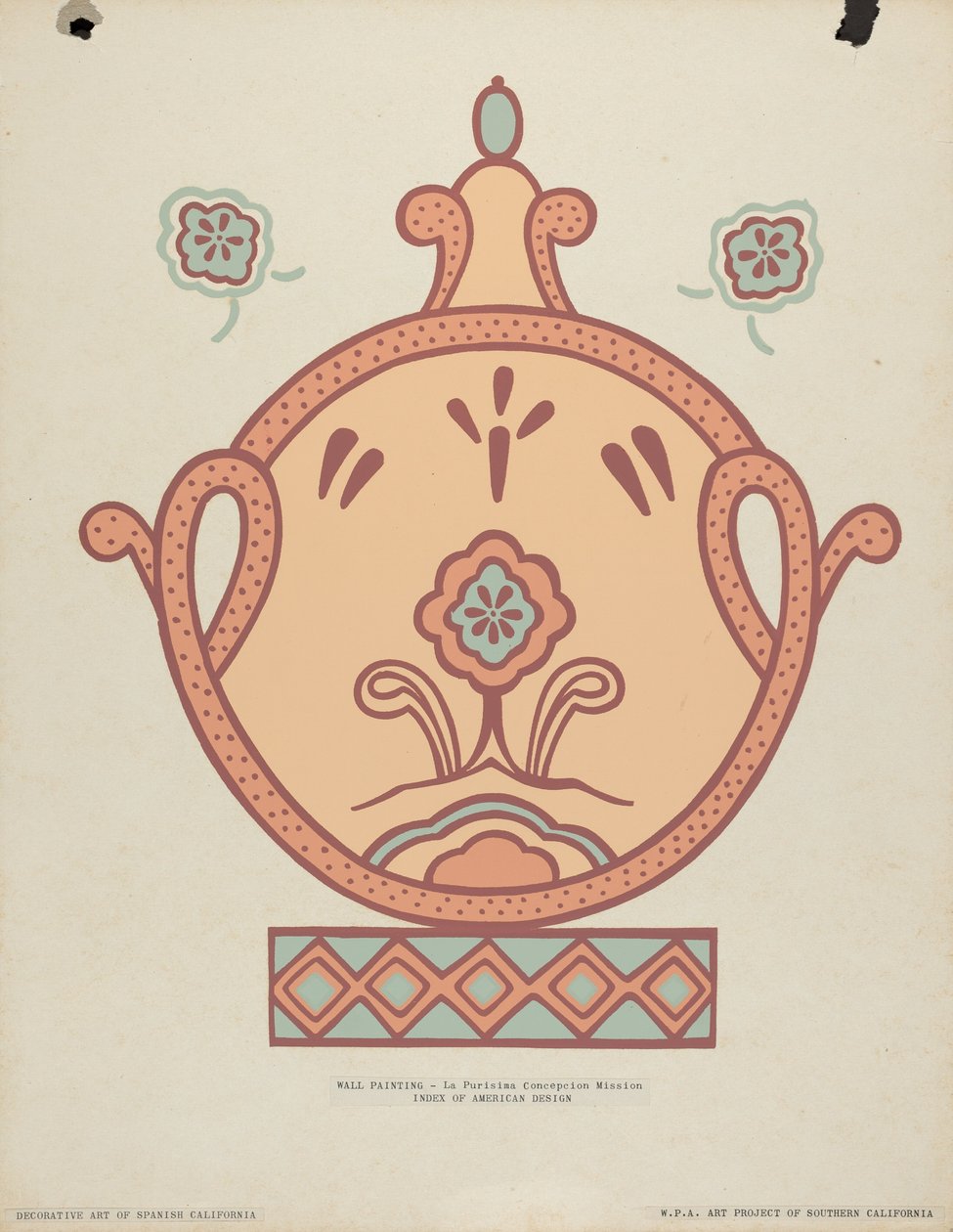 La Purisima Concepcion传教士壁画来自 "西班牙加利福尼亚装饰艺术 "作品集 作者 美国20世纪