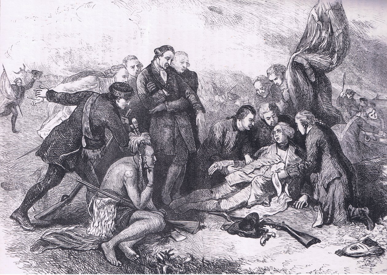 沃尔夫之死，来自卡塞尔美国历史的插图，由卡塞尔，彼得和加尔平出版，约 1900 年（石版画） 作者 美国英语学校
