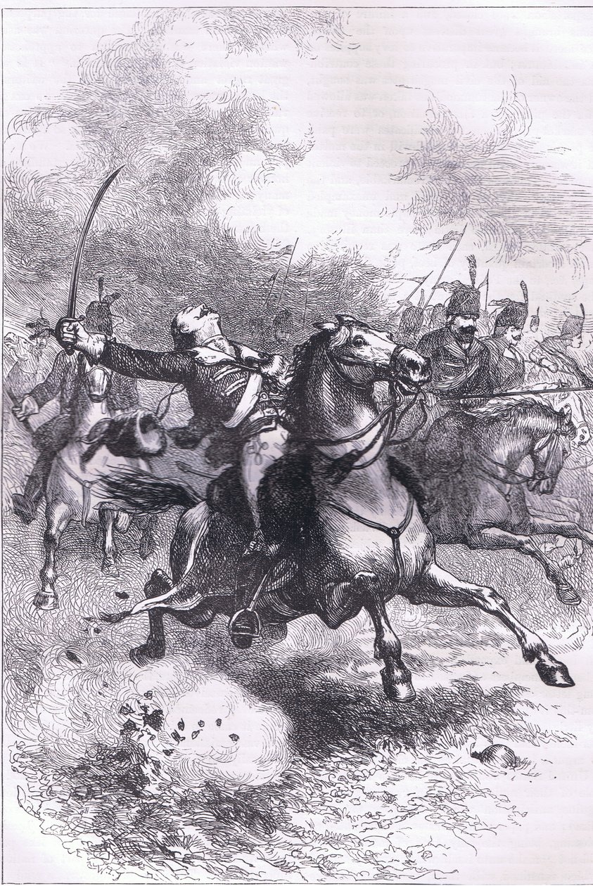 Pulaski 的冲锋，来自 Cassell, Petter & Galpin 出版的 Cassells History of the United States 的插图，c.1900 (litho) 作者 美国英语学校