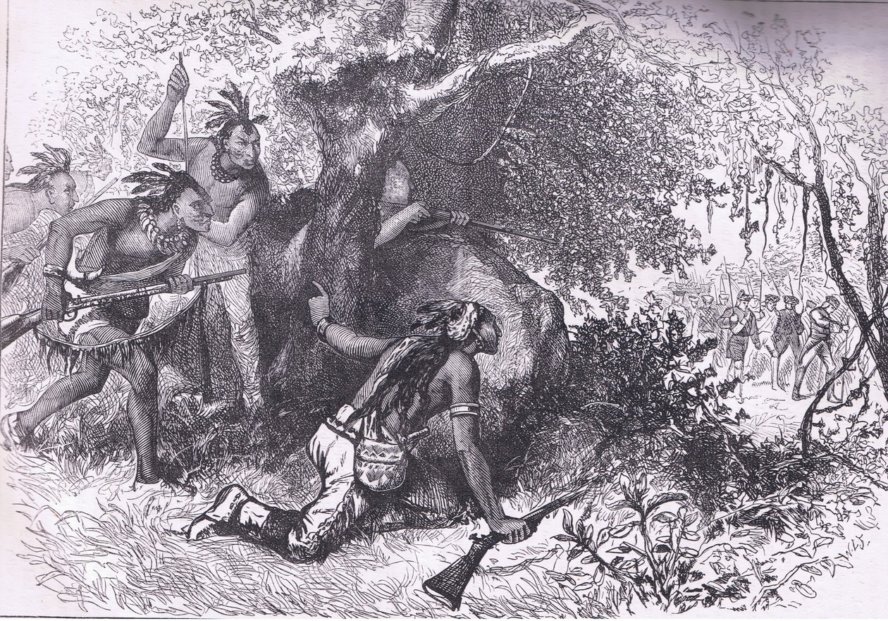切罗基人的背叛1760年，插图来自《美国卡塞尔历史》，由卡塞尔、彼得和加尔平出版，约1900年（平版）。 作者 美国英语学校