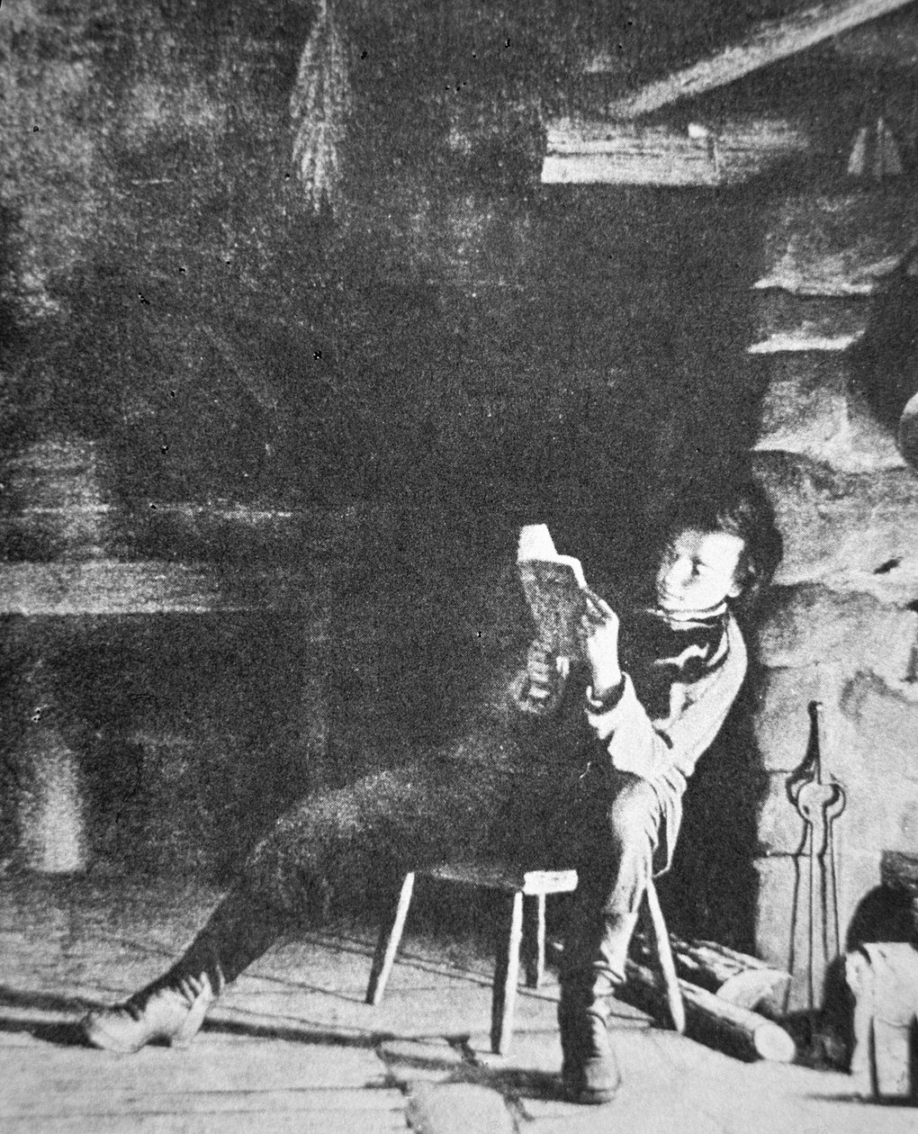 亚伯拉罕·林肯 (1809-65) 年轻时（黑白照片） 作者 美国摄影师