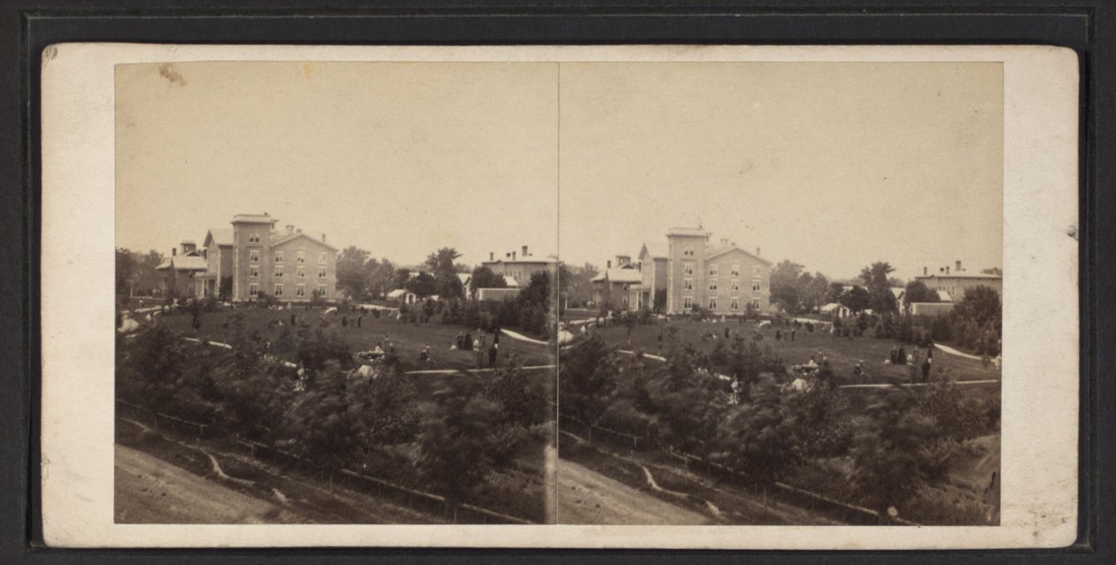 建筑物和场地，纽约州奥奈达社区，约1870年（黑白照片） 作者 美国摄影师