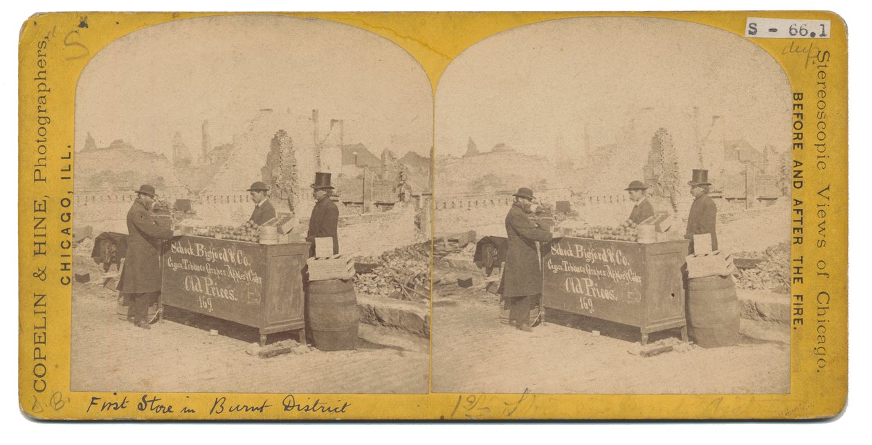 1871年在烧焦区的第一家商店 作者 美国摄影师