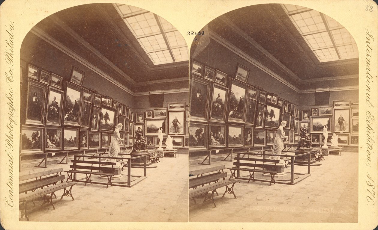 纪念堂，美国部，1876 年费城百年国际博览会（立体印刷品） 作者 美国摄影师