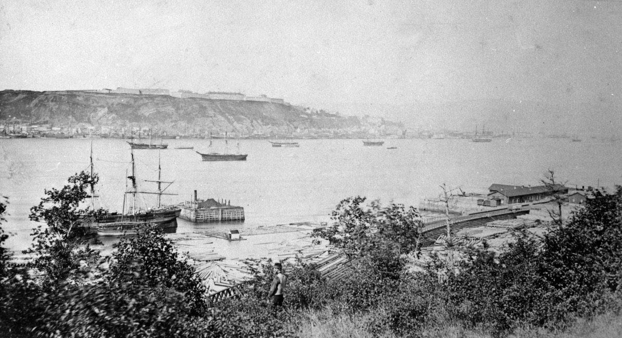 横跨港口的魁北克市看法，c.1880-95 作者 美国摄影师