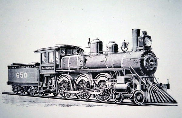 4-6-0标准十轮车列车（雕刻）。 作者 美国学校
